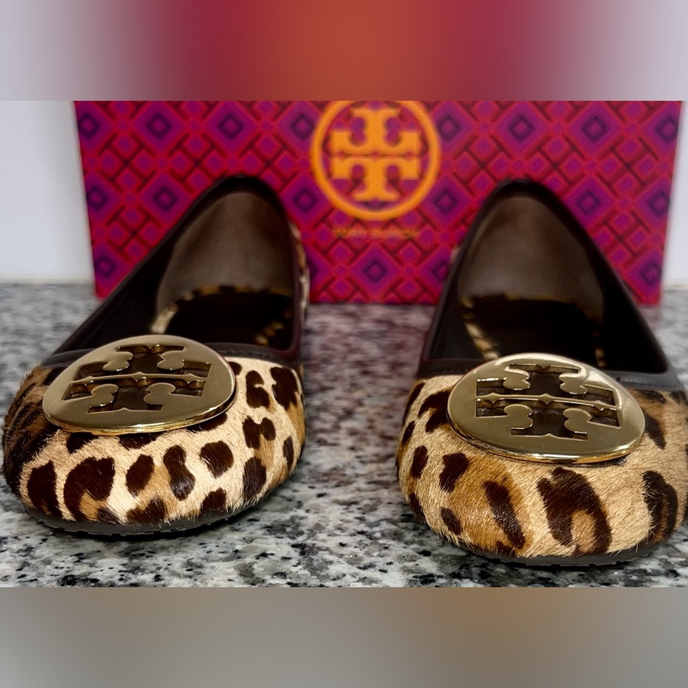Tory Burch genuine calf hair leopard print flats